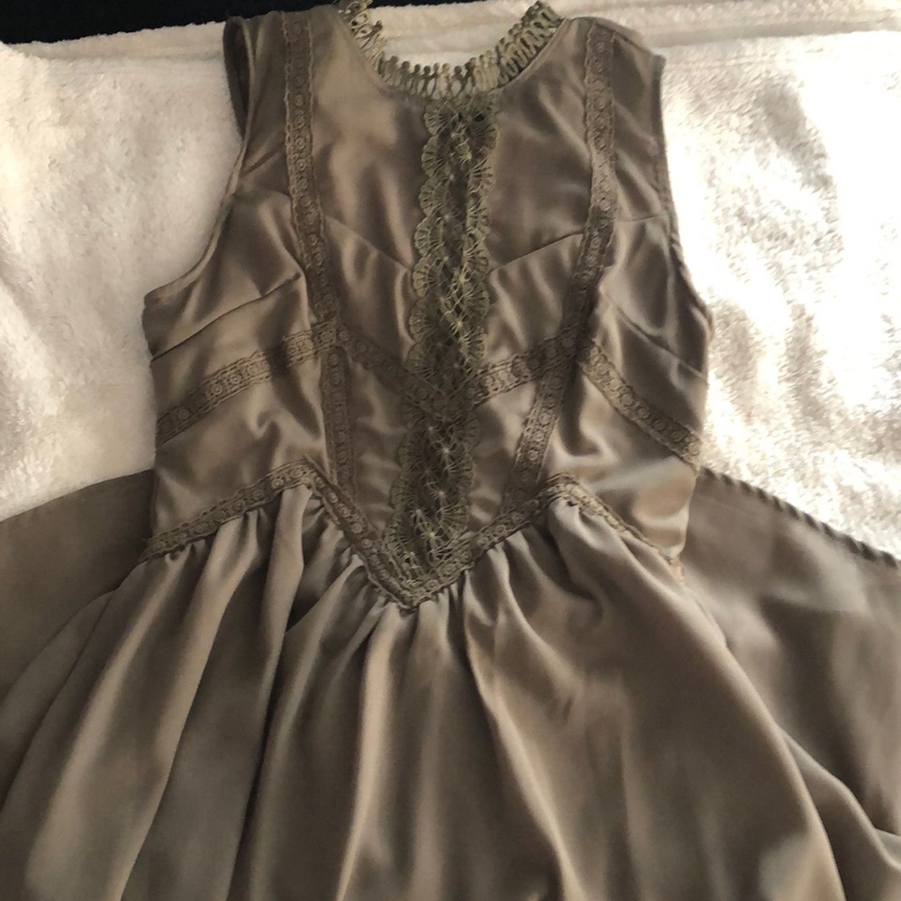 Olive green open back dress